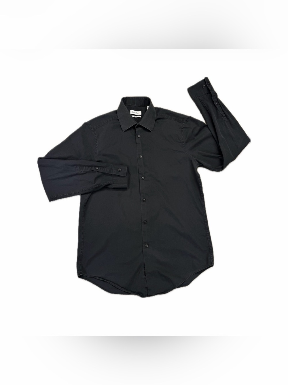 Calvin Klein Men’s Slim Fit Button Down Herringbone Shirt M 15 1/2-34/35 Black